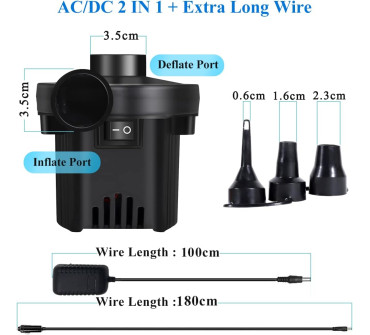Portable electric pump rental, powered by car cigarette lighter socket