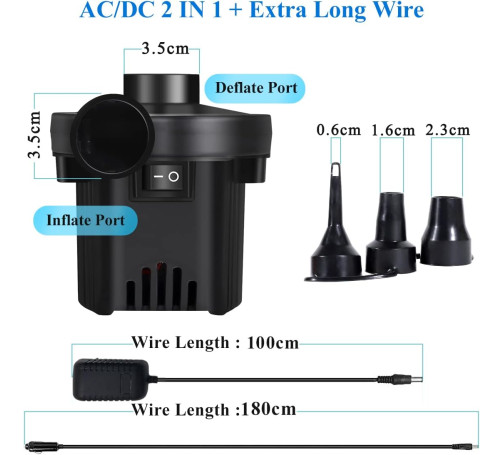 Portable electric pump rental, powered by car cigarette lighter socket