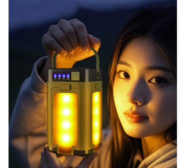 Rental: Solar & USB-C Rechargeable LED Camping Lamp with 4 Foldable Panels